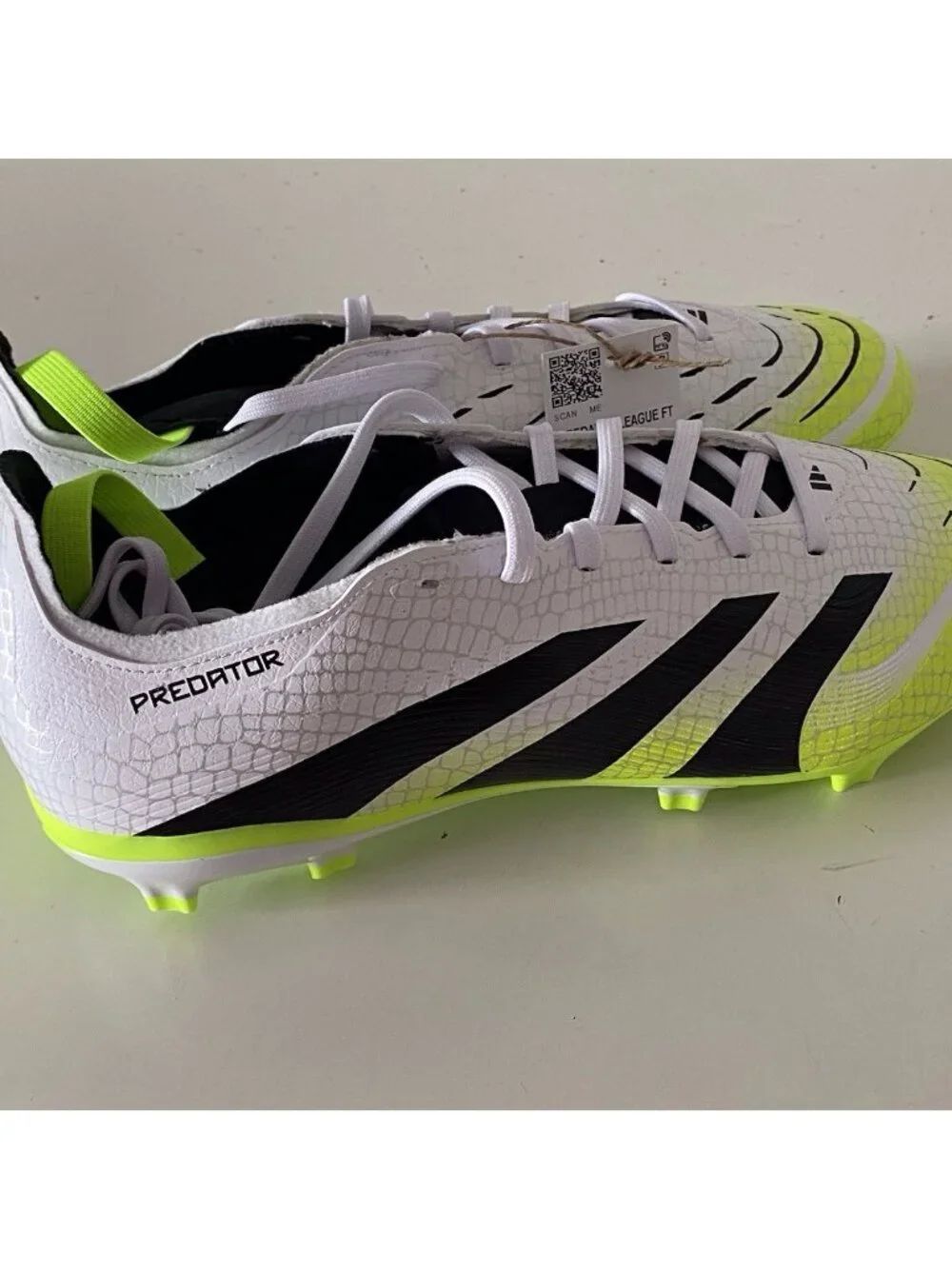 Adidas Predator League FT FG/MG Soccer Cleats JI1111 White Yellow Men’s Sz 8‎